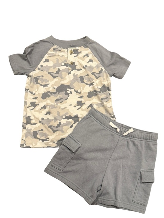 jumping beans Other - Jumping Beans Toddler Boy Camo 2-Piece Outfit Gray Henley Top Cargo Shorts 4T